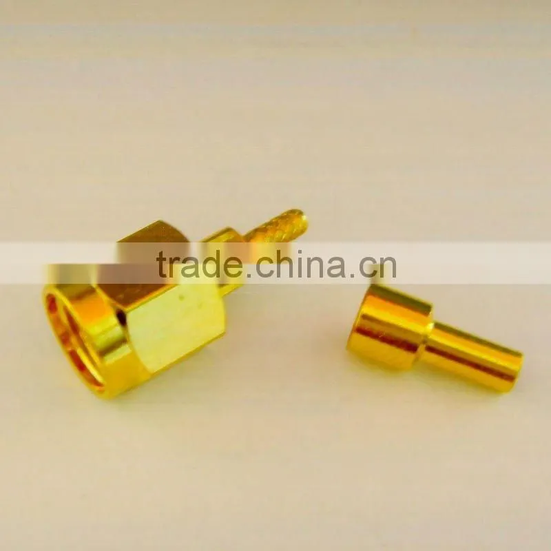 Right angle SMA connector jack for pcb through-hole and cable crimping (antenna use)