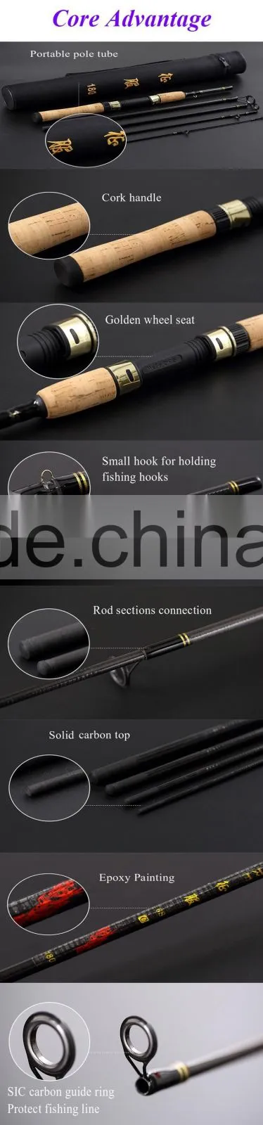The Fishing Rod Fishing Tackles with Carbon Fiber Material