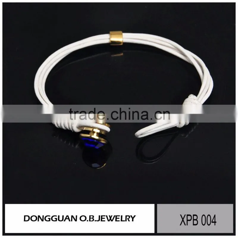 Adjustable style stainless steel material leather cord bracelet