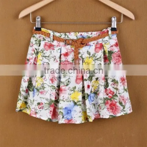 Stylish New Fashion Lady Women Summer Casual Print Chiffon Pleated Skirt