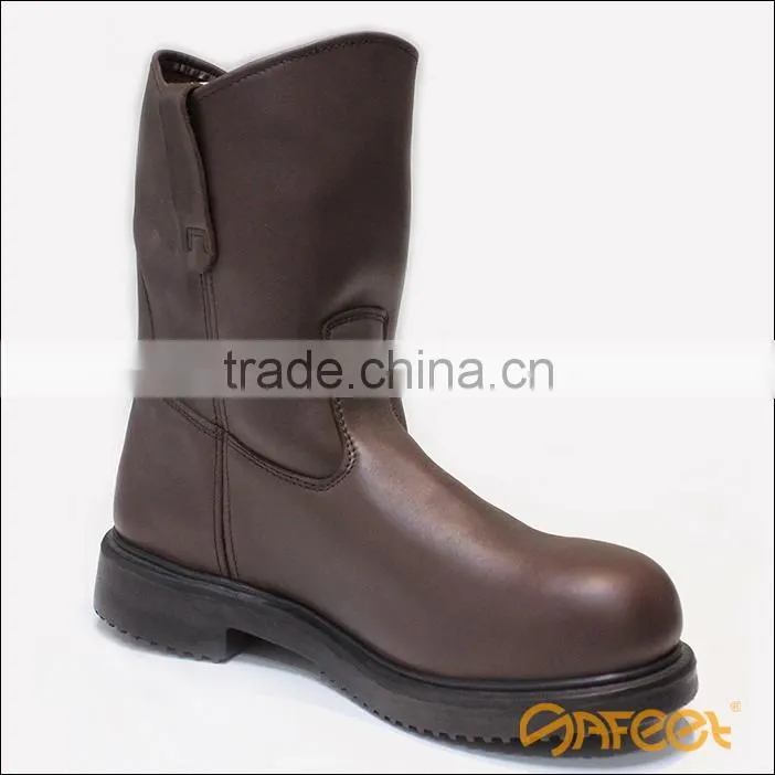 Steel toe cap long fields shoes, latest safety boots, laceless safety boot with ce certificate SA-3305