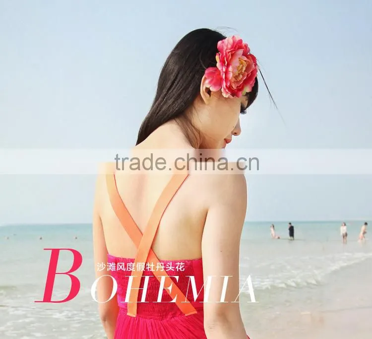 Silk Fabric Artificial Peony Flower Silk Flower Head