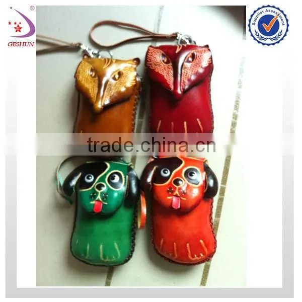 Fox with dog shaped leather squeeze coin purse for russia