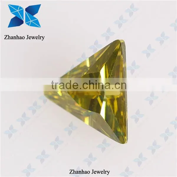 Loose synthetic triangle peridot cubic zirconia stones