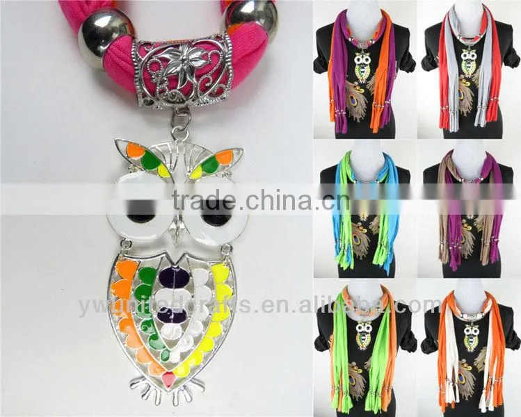 Fashionable Beaded Tassels Owl Pendant Scarf Charm Beautiful Scarf