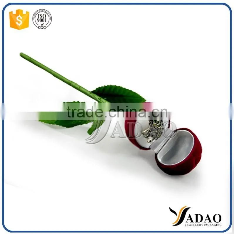 direct factory flocking velvet gift packaging flower shape ring box jewelry