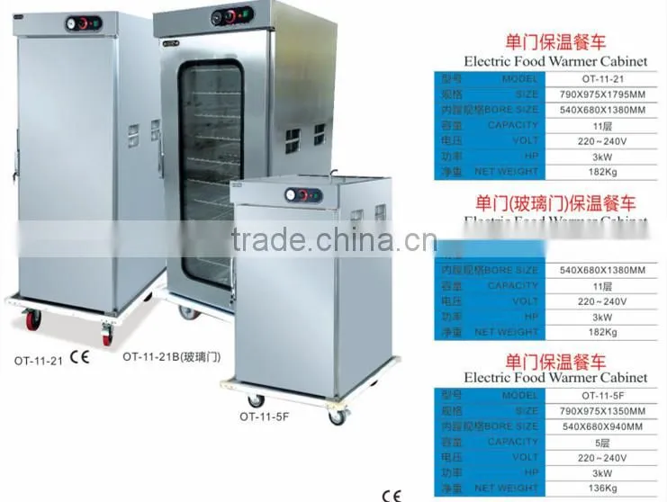 high quality Mobile double Door Electric Food Warmer cart Trolley