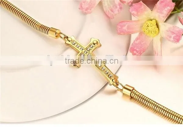 2016 new premier 316 l stainless steel cz gold chain bracelet