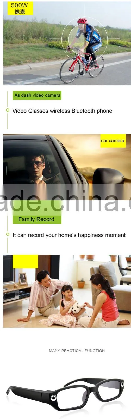 Fashionable Video recording HD1080P hidden glasses sunglasses camera