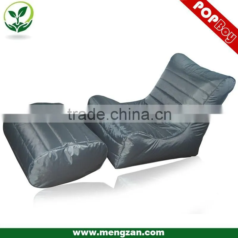 Cozy indoor beanbag lounger, high back bean bag recliner coupled with a foot-rest stool