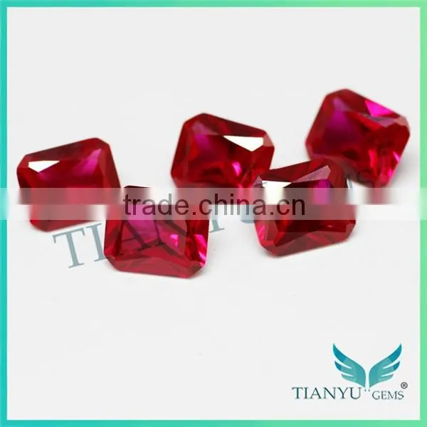 Loose wholesale Octagon Princess Cut Created Synthetic Red Star Ruby