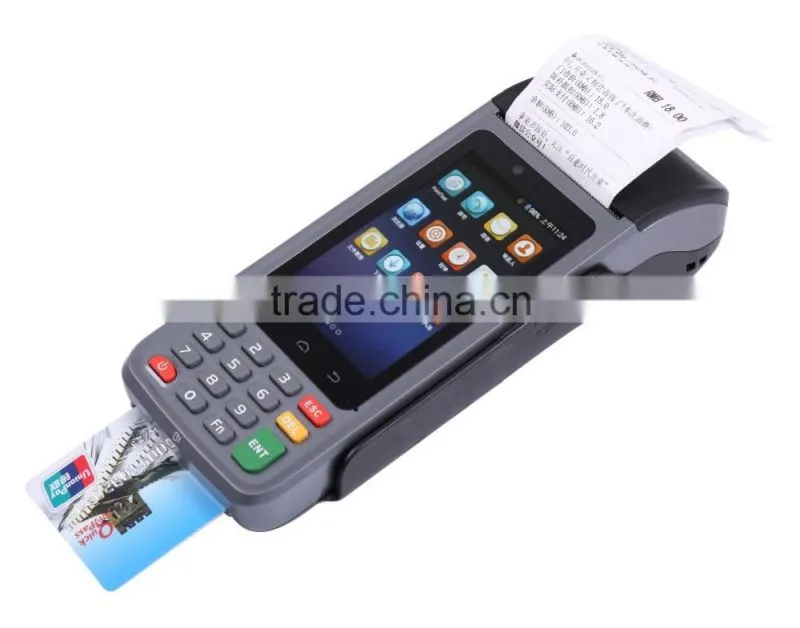 Andriod 4.4 operation system smart financial pos with 5700mAh large capacity lithium battery and EMV certificate
