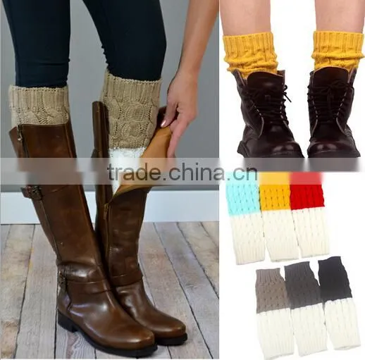 Wholesale customized knitted lace boot cuffs
