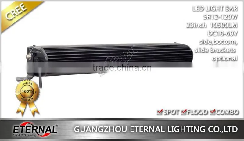 23in 120W light bar with side bottom slide left right brackets for Wrangler Rubicon TJ CJ JK LJ SUV F150 F250 hood