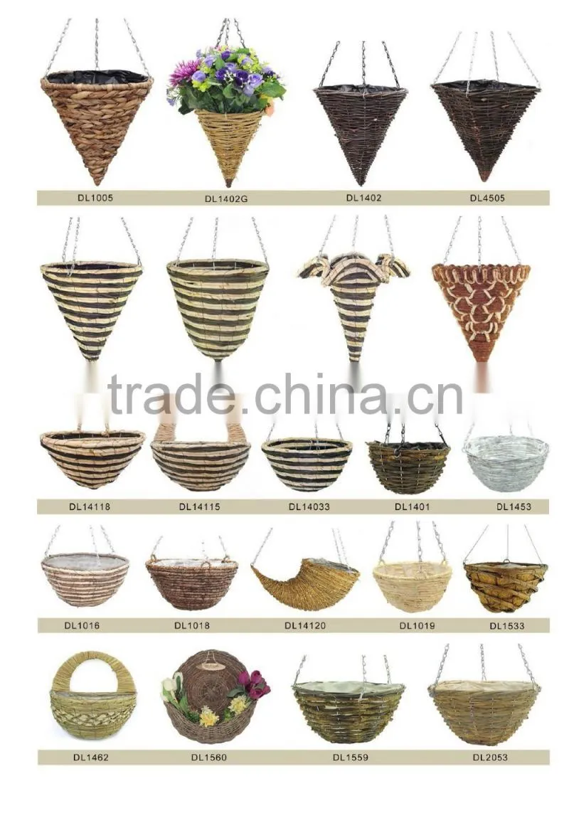 Natural wicker decoration hanging basket garden hanging planters