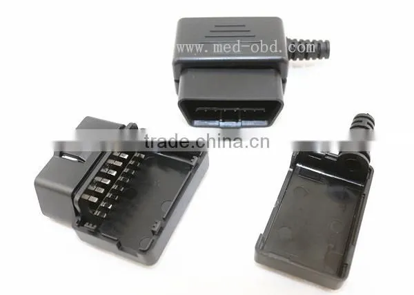 OBD2 Male Connector 16pin 90 Degree Right Angle J1962m Plug with Enclosure without Screw