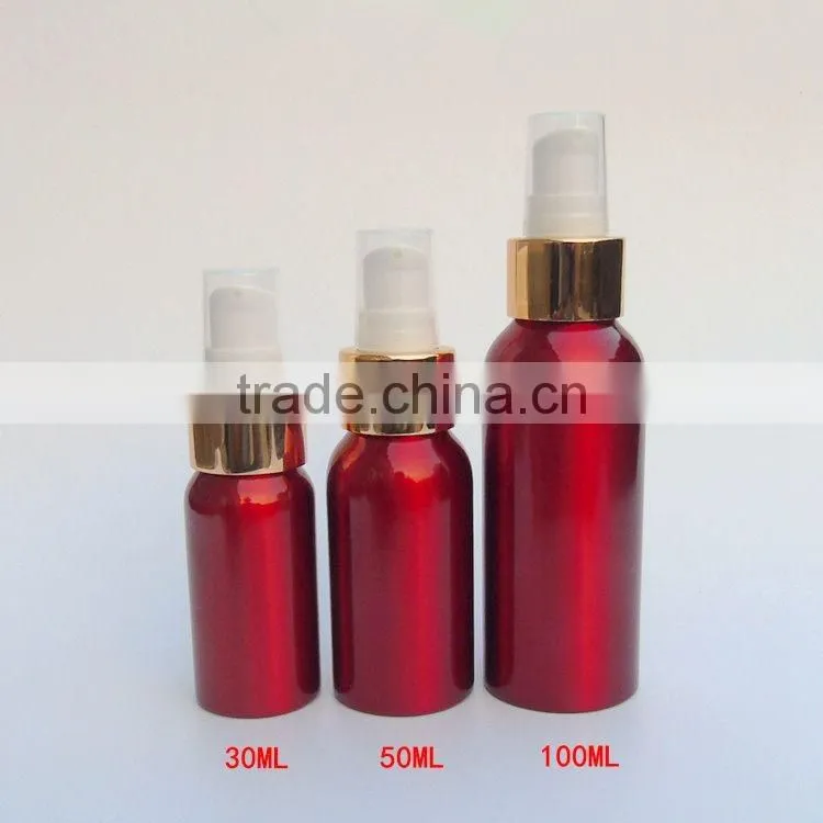Wholesale 20ml-300ml aluminum Cosmetic packaging lotion bottles aluminum pump bottles for skincare cream