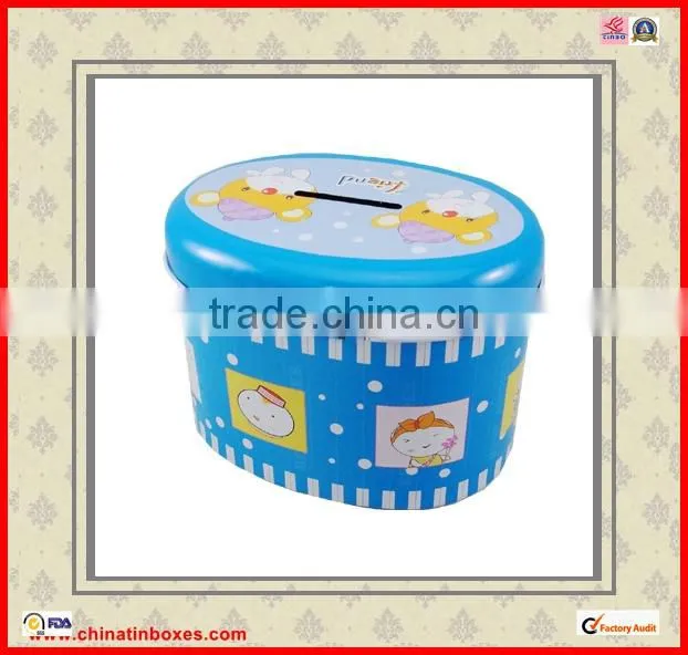 high quality with lock round saving tin box