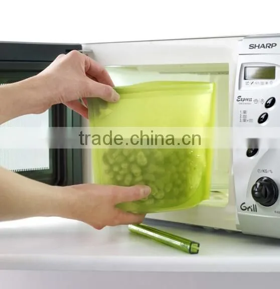 Fresh vegetable bag silicone food bag with zipper food freezer bag
