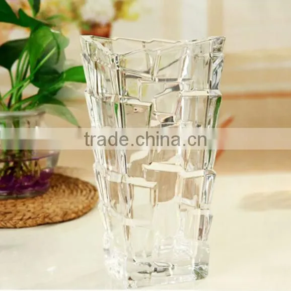 Crystal glass tall cylinder glass vase for home centerpiece