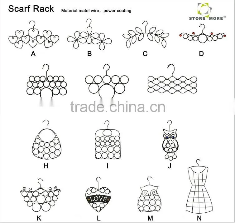 Skirt shape Scarf/Tie Hanger, closet organizer, Chrome