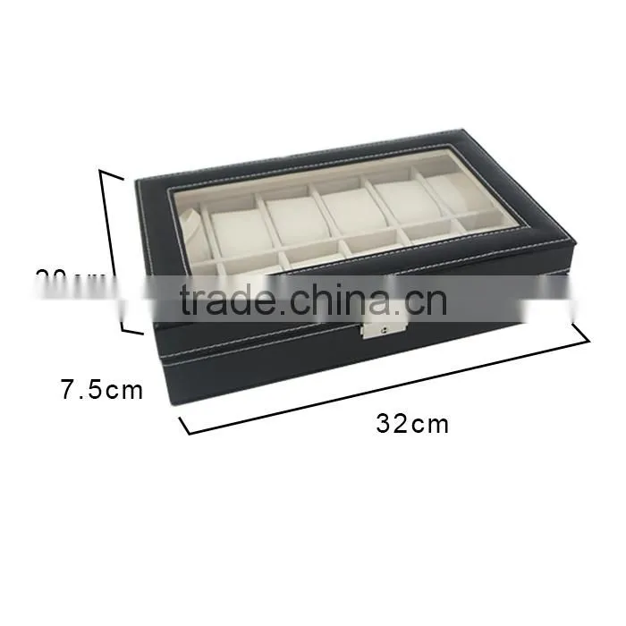 Watch Box Large 6 Mens Black PVC Display