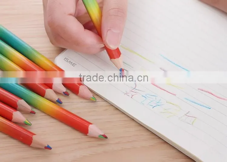 Hot Sales 7inch Triangle Four Color Lead Rainbow Wooden Color Pencils