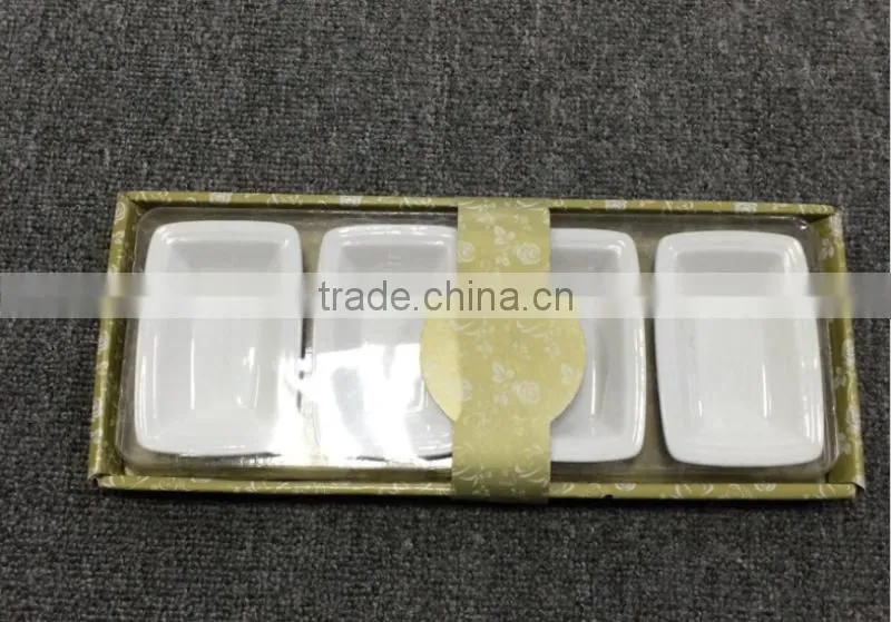 Ceramic letter dish white porcelain heart shaped dish with color box / promotion