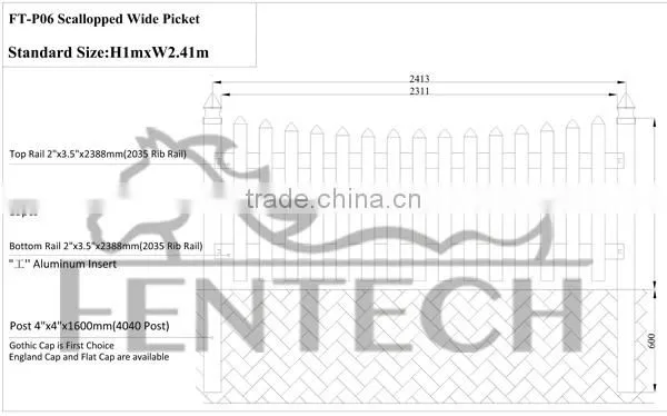 Cheap wholesale scalloped picket pvc fence