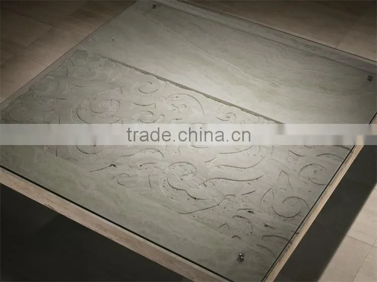 luxury furniture glass top marble base square coffee table center table