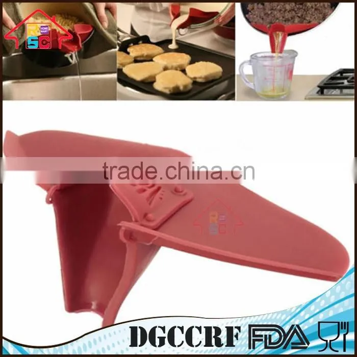 NBRSC Red Silicone Pouring Spout Clip on Easy Pour Spout for Pots and Bowls
