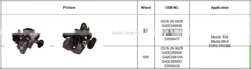 Brake caliper cover G5Y6-26-99ZR GA2E26980E GA2E2671XA GA2E26990C 33958437 for Mazda 626