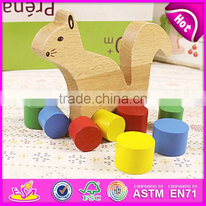 Cute squirrel balance beam educational wooden balance blocks toy for kids W13D091