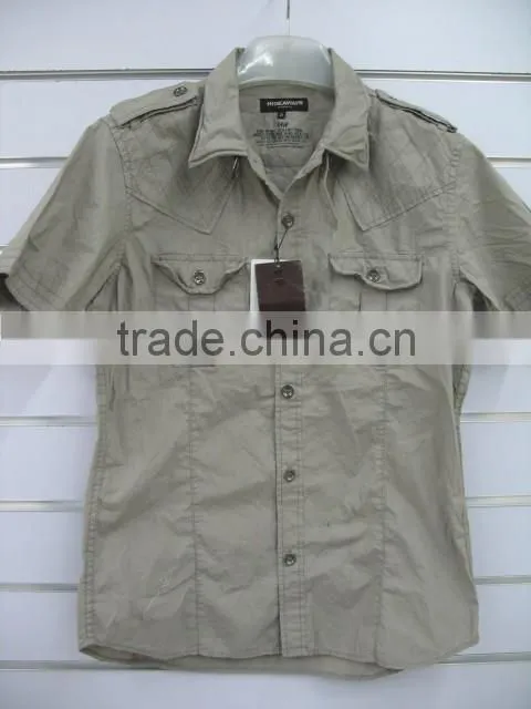 100% Cotton Poplin men's Crinkle Shirts , summer short sleeve shirts