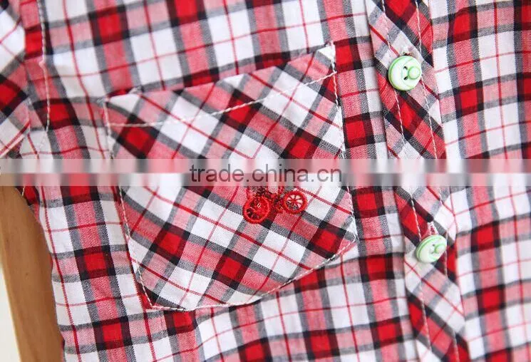2015 Summer Boy's Short Sleeve Shirts Children Checked Shirts Latest Styles of Boys Shirt Blouse