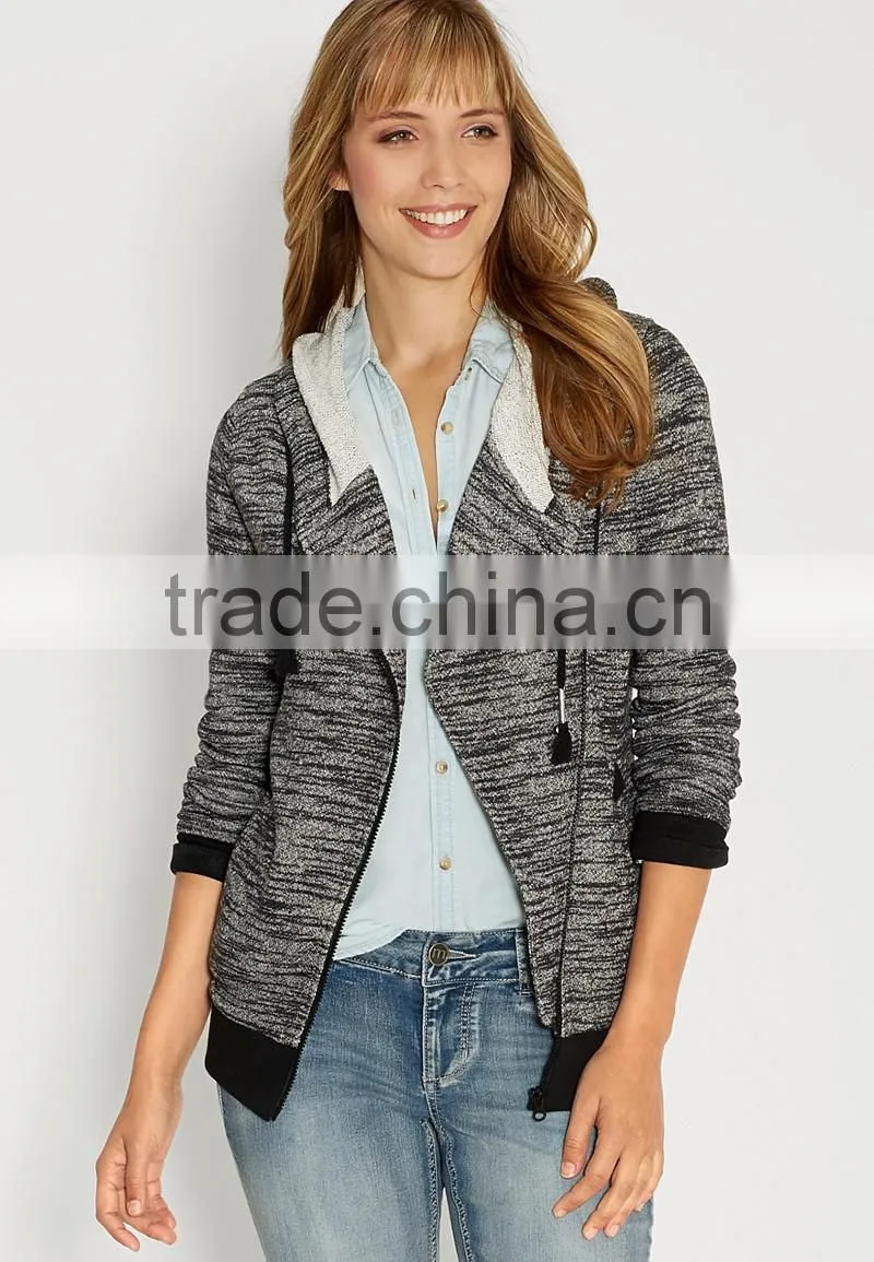 asymmetrical zipper up ladies hooded cardigan knitting pattern
