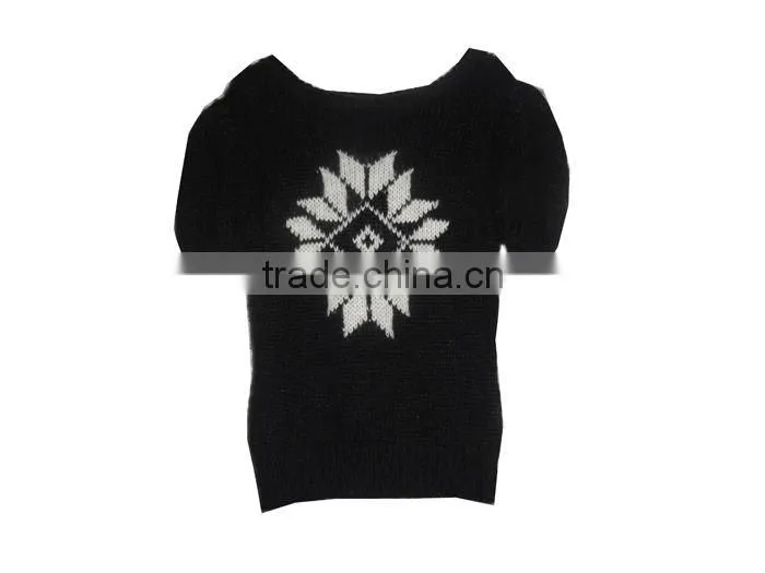 jacquard short sleeve womens sweaters knit