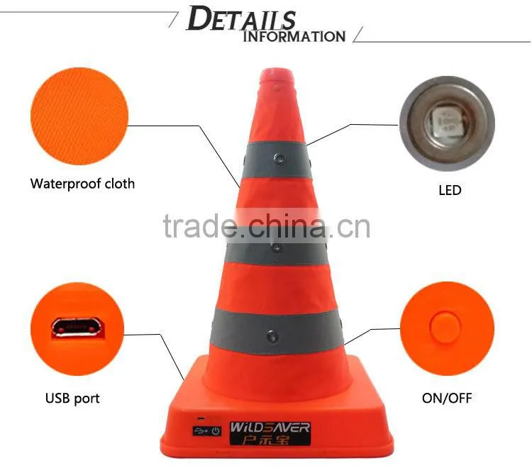 RGB lighting LED reflective safety road way traffic cone