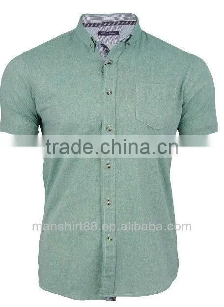 Mens Short Sleeved Chambray short sleeve Work Shirt