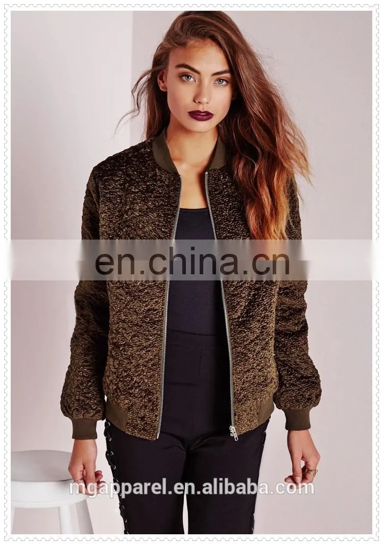 custom luxe khaki wool bomber jacket winter wholesale low price OEM