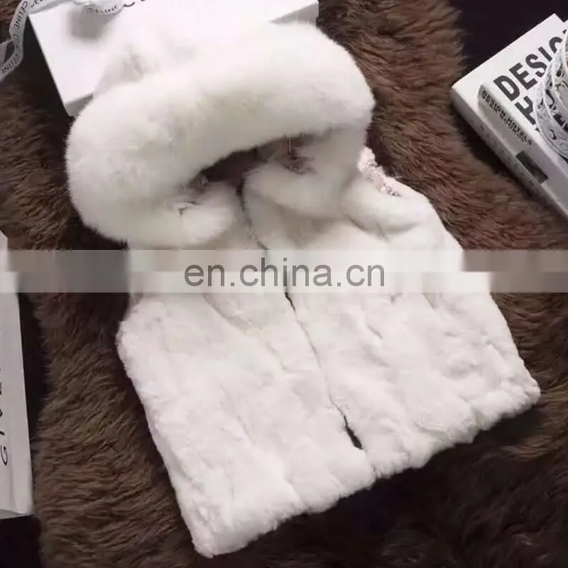 High Quality Children's Garments Multicolor Real Rabbit Fur Lining European Cute Kids Fur Coat