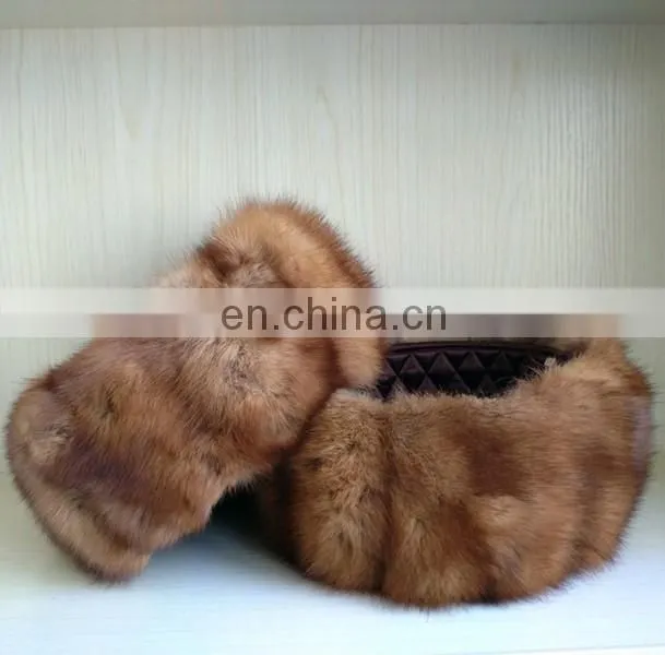 Musquash round fur hat flatcap with Russian style