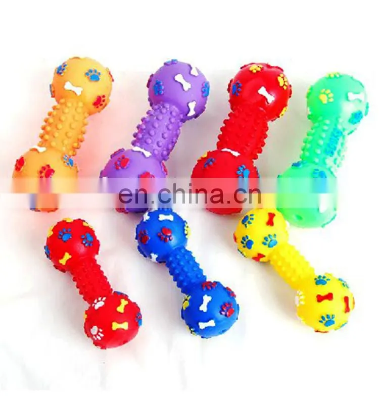 SM. Dumbbell w/paw bone print pet toy/dog toy