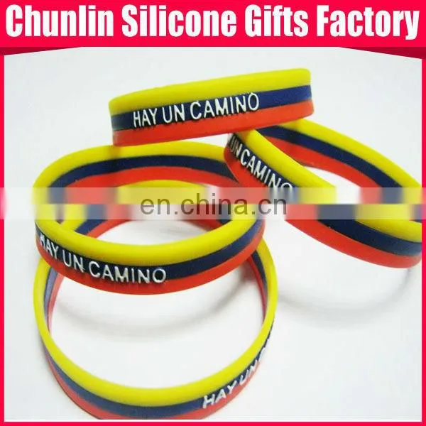 high quality 3 layers embossed silicone wristbands