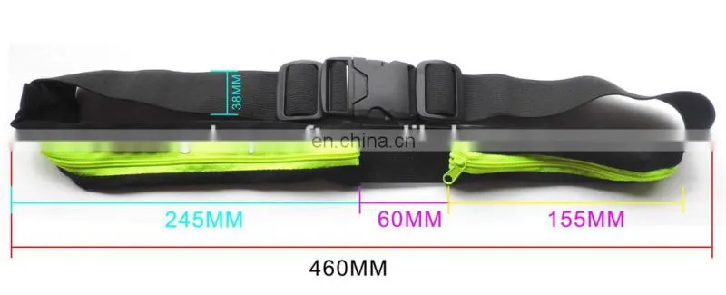 Double Zipper Sport Waist Waterproof Elastic Pouch Bag for Running