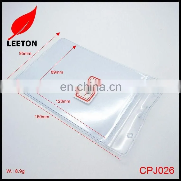 Good quality plastic PVC zip lock ID card badge holder