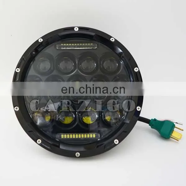 czg-775 assembly conversion kit housing black projector 7 inch 75w led round headlight for universal cars for harley motorcycles