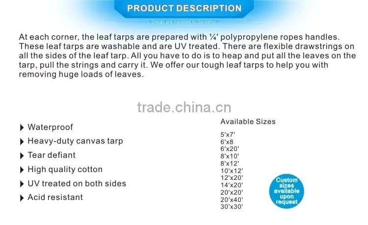 Tear resistance PE leaf tarpaulin