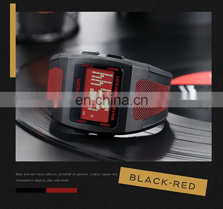 SANDA 222 Trendy High End Men's Digital Sports Watch Resin Strap Luminous Week Display Male Watches