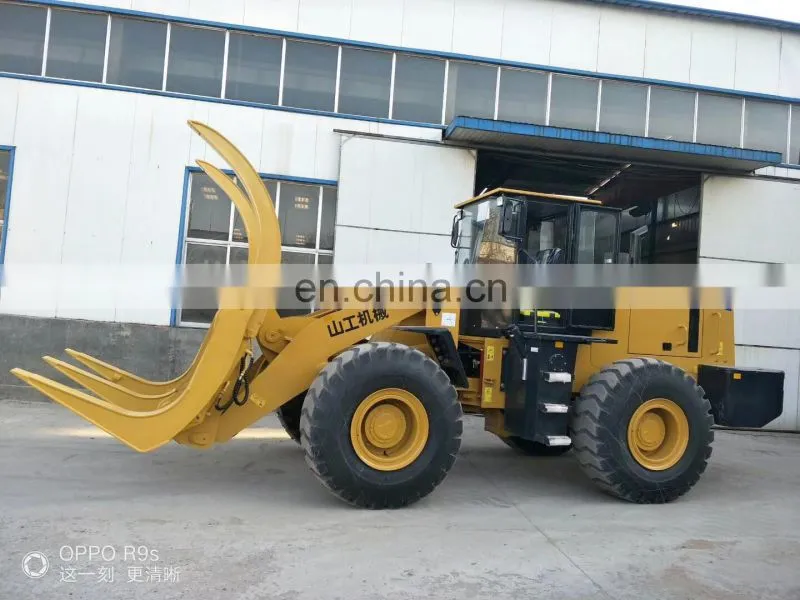 Efficient 5 Ton SEM 655D Front Loader Wheel loader with wood Grapple Log Grabber sugar cane grabber